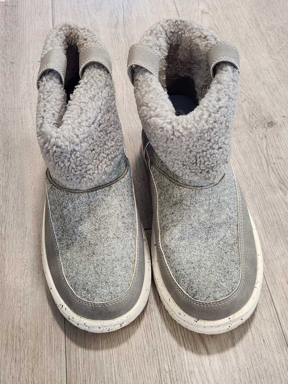 Hey dude camden cuff wool cozy grey sherpa ankle boots womens size 7